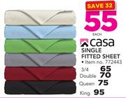 Casa 3/4 Fitted Sheet-Each