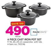Mainstays 6-Piece Cast Iron Pot Set-Per Set