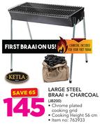 Ketla Large Steel Braai + Charcoal JB200