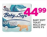 Baby Soft Toilet Rolls 2Ply White-9's