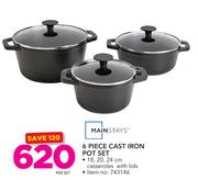 Mainstays 6 Piece Cast Iron Pot Set-Per Set