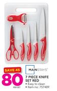 Mainstays 7 Piece Knife Set Red-Per Set