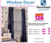 Decorland Ready-Made 25mm Aluminium Venetian Blinds SILVER 600W x 1000H mm