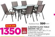 Out & About 6-Seater Glass Table Brown 180cm