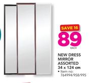New Dress Mirror Assorted 34 x 124cm-Each