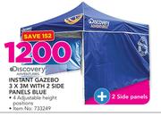 Discovery Instant Gazebo 3 x 3m With 2 Side Panels (Blue)