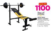 Everlast Iron Man Bench Combo Including 20Kg Vinyl Barbell Set
