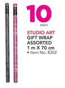 Studio Art Gift Wrap Assorted 1m x 70cm-Each