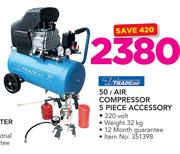 Tradeair 50L Air Compressor 5 Piece Accessory