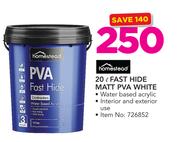 Homestead Fast Hide Matt PVA White-20Ltr