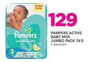 Pampers Active Baby Midi Jumbo Pack 76's Pack
