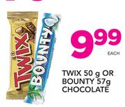 Twix 50g Or Bounty 57g Chocolate-Each