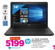 HP 14” Intel Celeron Notebook 14-BS019NI