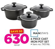 Mainstays 6-Piece Cast Iron Pot Set-Per Set