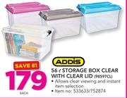 Addis 56Ltr Storage Box Clear With Clear Lid 98597CL-Each