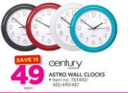 Century Astro Wall Clocks-Each