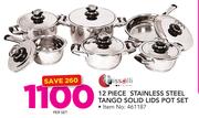 Tissolli 12-Piece Stainless Steel Tango Solid Lids Pot Set-Per Set