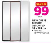 New Dress Mirror 34x124cm-Each