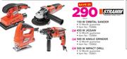 Stramm 150W Orbital Sander/450W Jigsaw/500W Angle Grinder Or 500W Impact Drill-Each