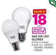 Simple Choice A60W LED Globes-Each