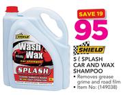 Shield Splash Car And Wax Shampoo-5Ltr