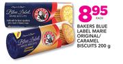 Blue Label Bakers Marie Original/Caramel Biscuits-200g Each