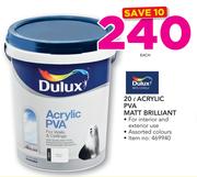 Dulux 20L Acrylic PVA MAtt Brilliant