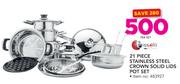Tissolli 21 Piece Stainless Steel Crown Solid Lids Pot Set-Per Set