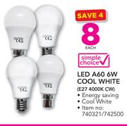 Simple Choice LED A60 6W Cool White-Each