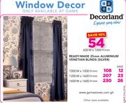 Decorland Ready-Made 25mm Aluminium Venetian Blinds (Silver) 1200W x 1600H mm