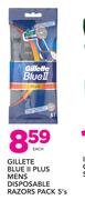 Gillete Blue II Plus Mens Disposable Razor Pack 5's Pack