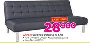 Aspen Sleeper Couch Black (H77 x W180 x D92cm)
