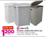 Missmolly Floral Linen Bin With Lid-Each