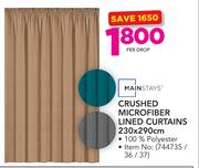 Mainstays Crushed Microfiber Lined Curtains 230x290cm-Per Drop