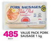 Value Pack Pork Sausage-1kg Each