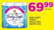 Baby Soft Toilet Rolls 2 Ply White-18's Per Pack