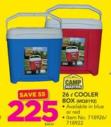 Camp Master 26Ltr Cooler Box MQ8192 In Red Or Blue-Each