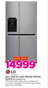 LG 600Ltr Side By Side Freezer Fridge Silver GC-L247SLUV A