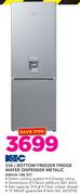 KIC 336Ltr Bottom Freezer Fridge Water Dispenser Metallic KBF634 1ME WT