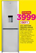Defy 323Ltr Bottom Freezer Fridge Metallic DAC 517