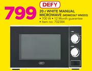 Defy 20Ltr White Manual Microwave MDM0367 WM203