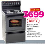 Defy 4 Plate Solid Stove Black DSS-494
