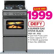 Defy 4 Burner Gas Stove Black DSG 168 SGG