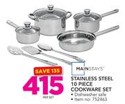 Mainstays Stainless Steel 10-Piece Cookware Set-Per Set