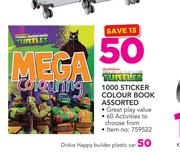 Turtles 1000 Stickers Colour Book Assorted