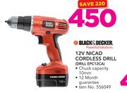 Black & Decker 12V Nicad Cordless Drill