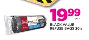 Black Value Refuse Bags-20's