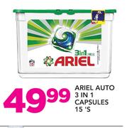 Ariel Auto 3 In 1 Capsules-15's