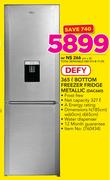 Defy 365Ltr Bottom Freezer Fridge Metallic DAC660