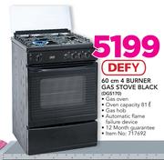 Defy 60cm 4 Burner Gas Stove Black DSG170